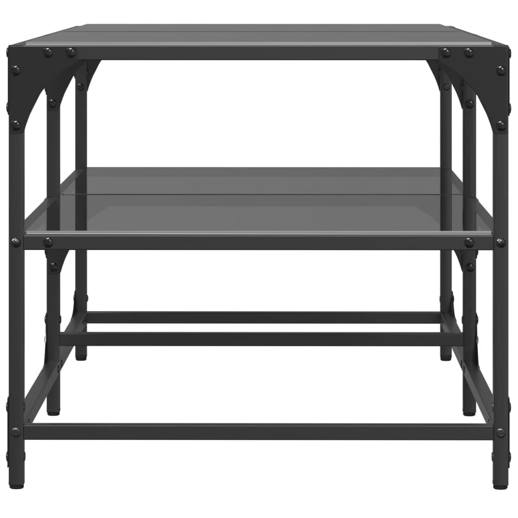 Stolić za kavu s crnom staklenom površinom 98,5x50x45 cm čelik