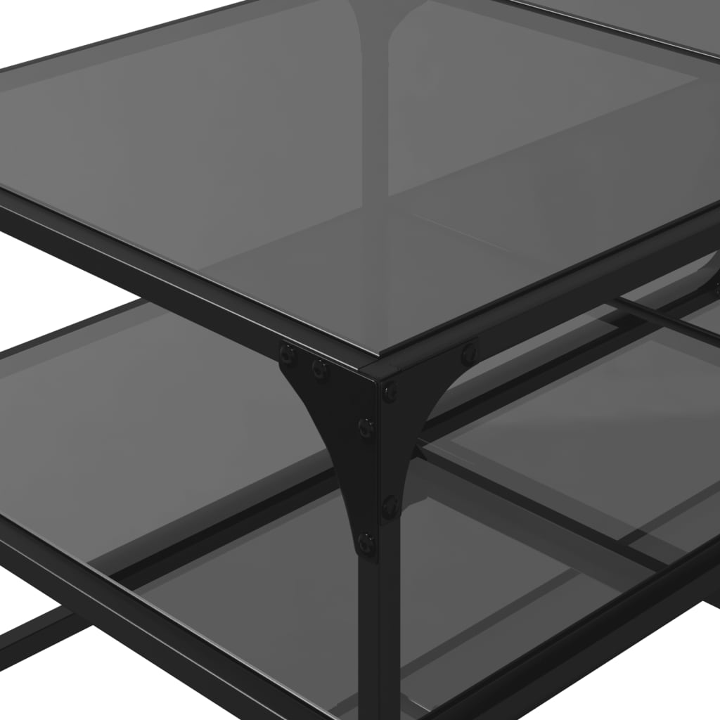 Stolić za kavu s crnom staklenom površinom 98,5x50x45 cm čelik