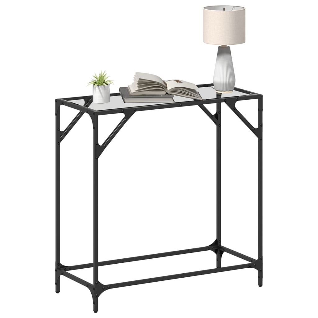 Stolić s prozirnom staklenom površinom 80x35x81 cm čelik