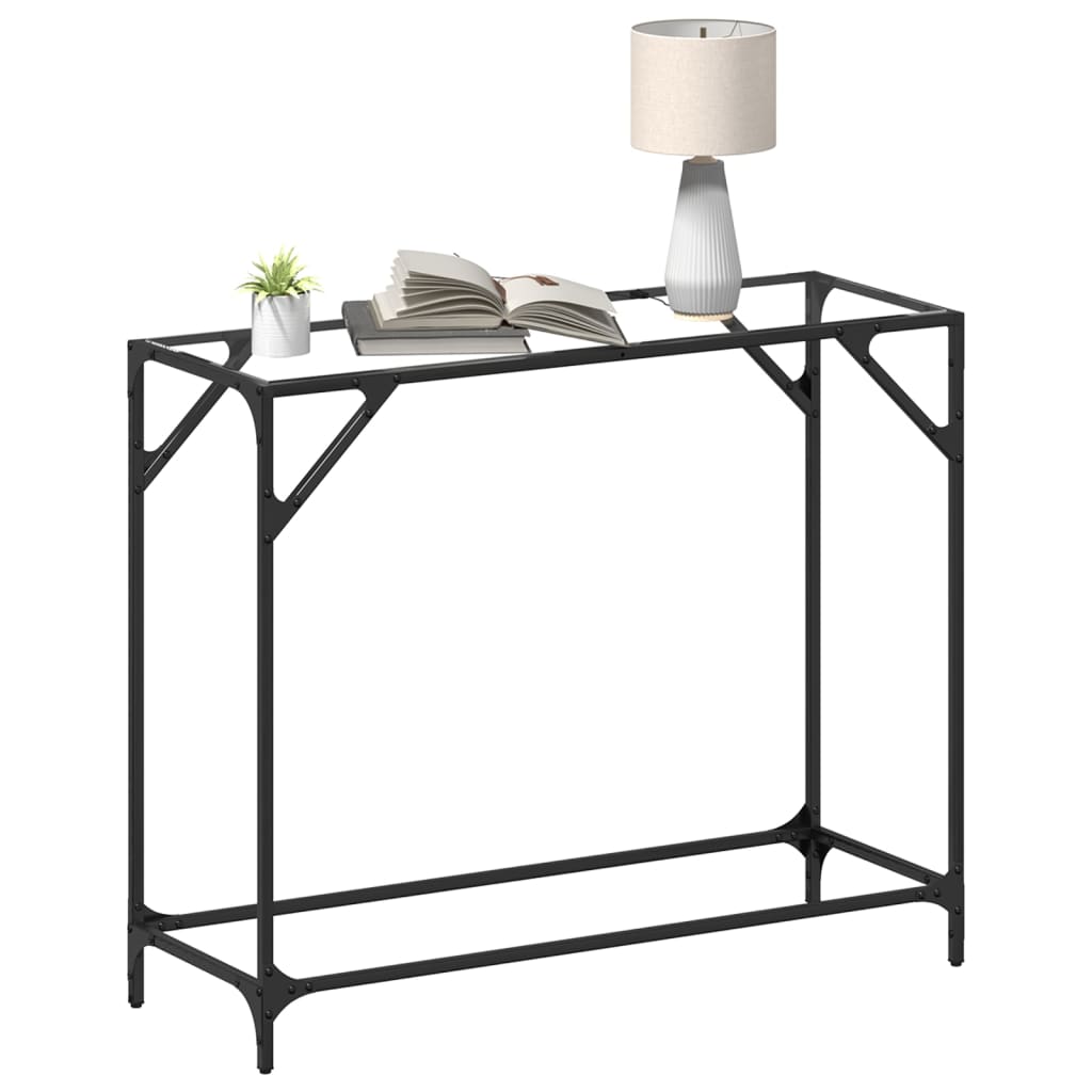 Stolić s prozirnom staklenom površinom 98x35x81 cm čelik