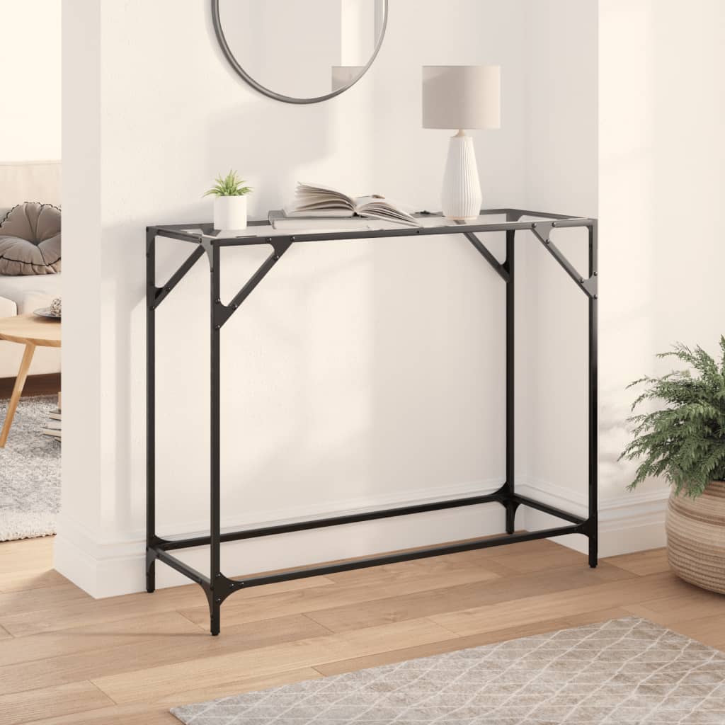 Stolić s prozirnom staklenom površinom 98x35x81 cm čelik