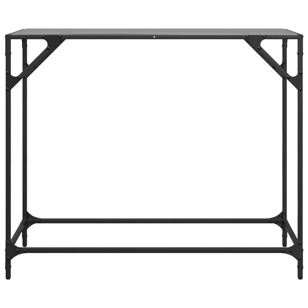 Konzolni stol s crnom staklenom površinom 98x35x81 cm čelični