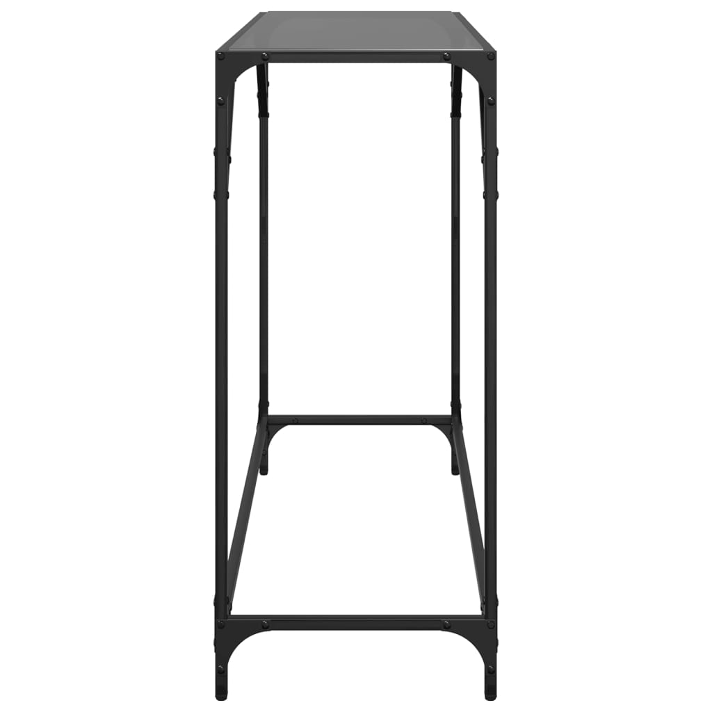 Konzolni stol s crnom staklenom površinom 98x35x81 cm čelični