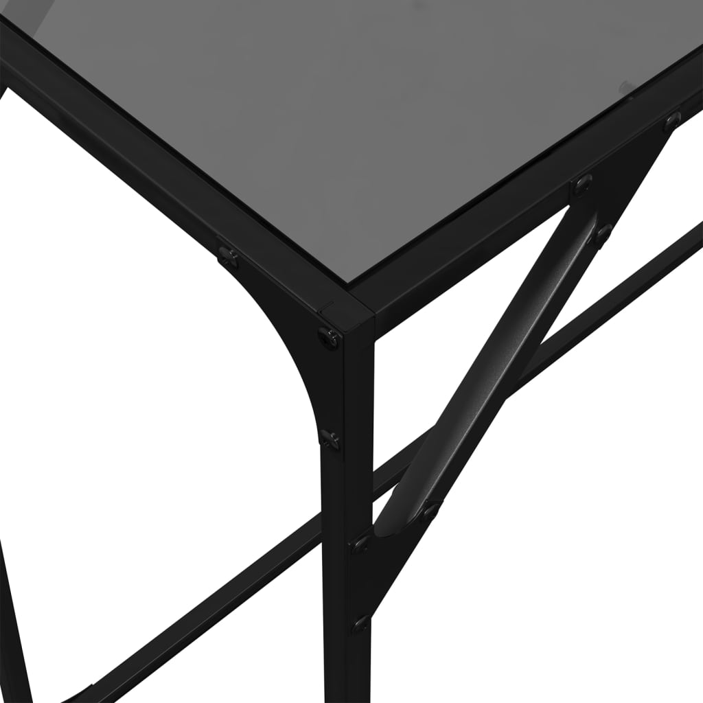 Konzolni stol s crnom staklenom površinom 98x35x81 cm čelični