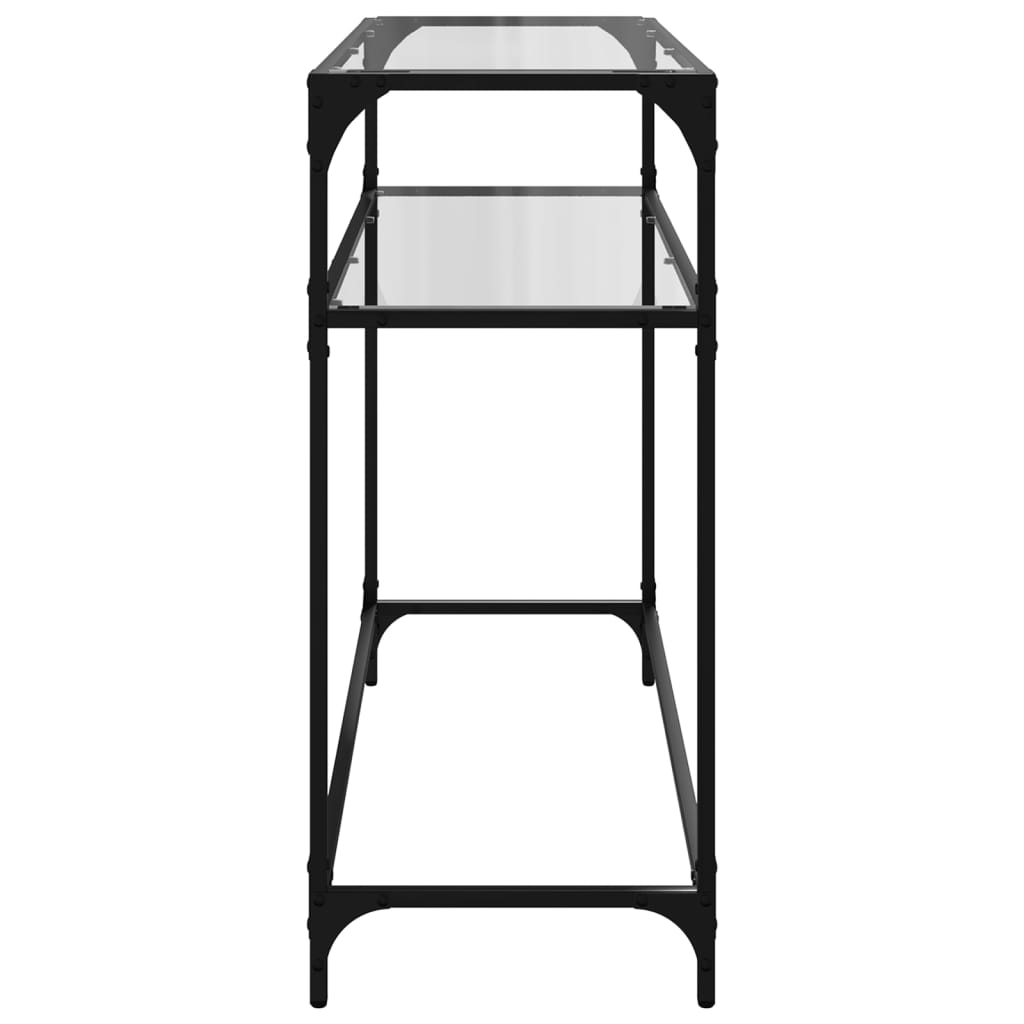Stolić s prozirnom staklenom površinom 98x35x81 cm čelik