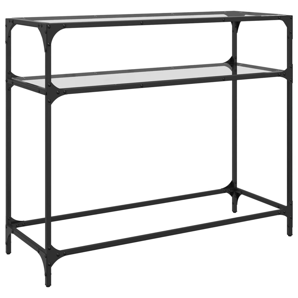 Stolić s prozirnom staklenom površinom 98x35x81 cm čelik