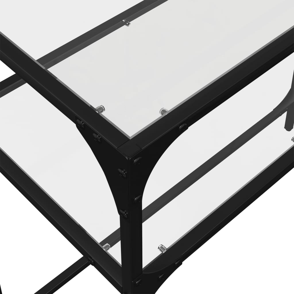 Stolić s prozirnom staklenom površinom 98x35x81 cm čelik