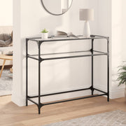 Stolić s prozirnom staklenom površinom 98x35x81 cm čelik