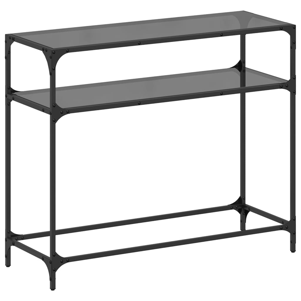 Stolić s prozirnom staklenom površinom 98x35x81 cm čelik