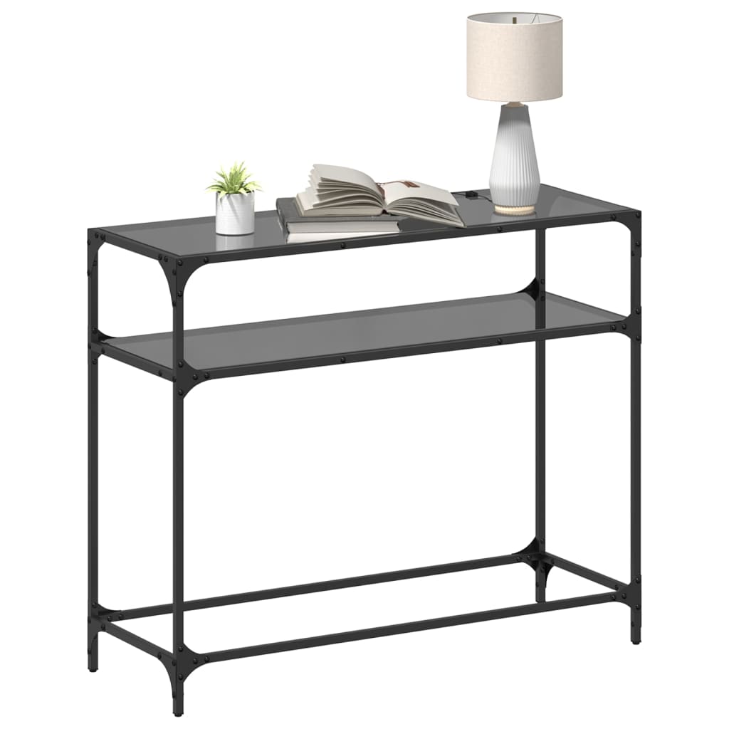 Stolić s prozirnom staklenom površinom 98x35x81 cm čelik