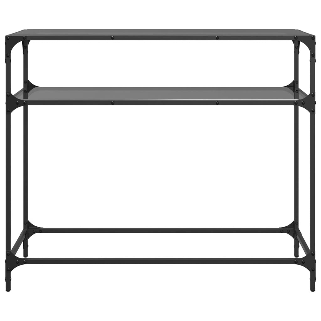 Stolić s prozirnom staklenom površinom 98x35x81 cm čelik