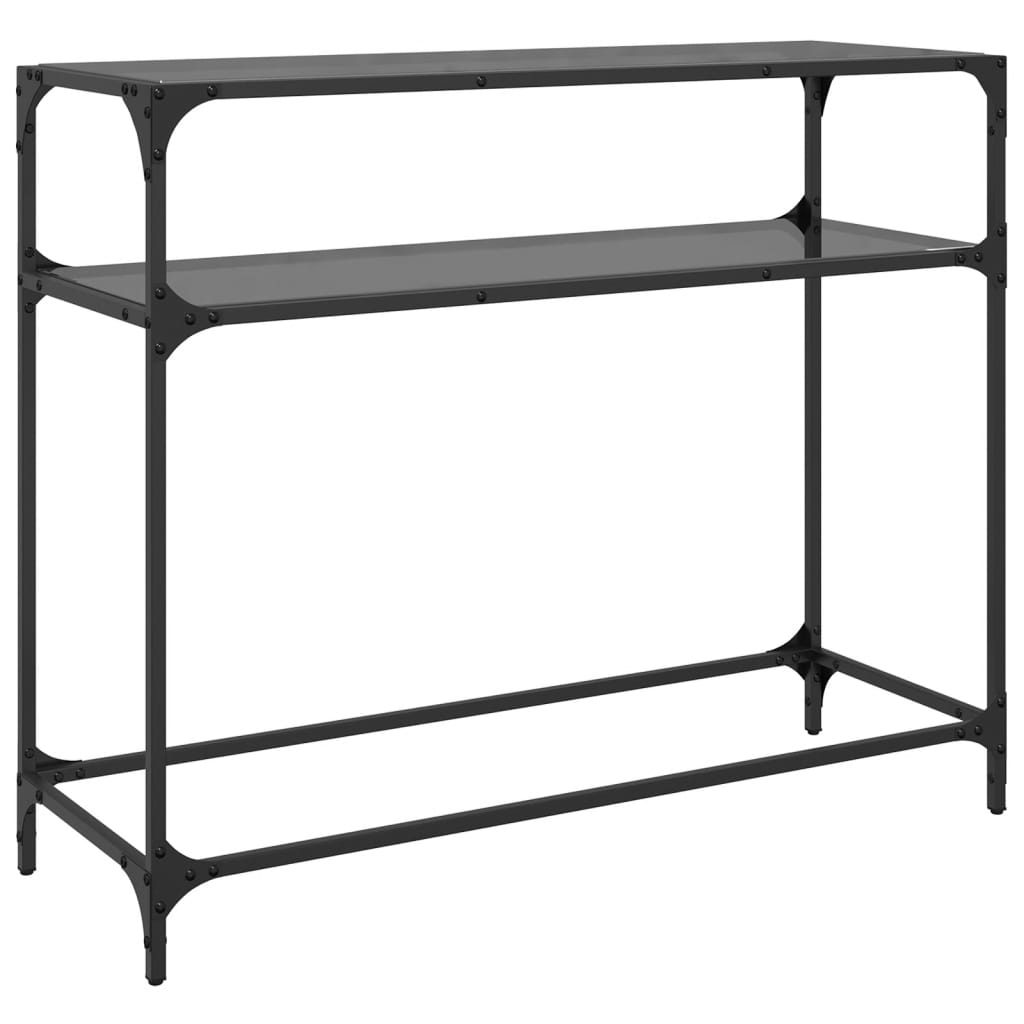 Stolić s prozirnom staklenom površinom 98x35x81 cm čelik