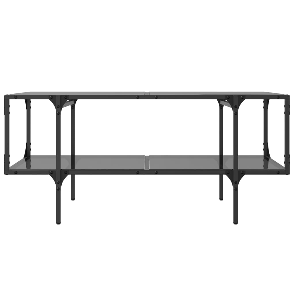 Stolić za kavu s crnom staklenom površinom 98,5x50x45 cm čelik