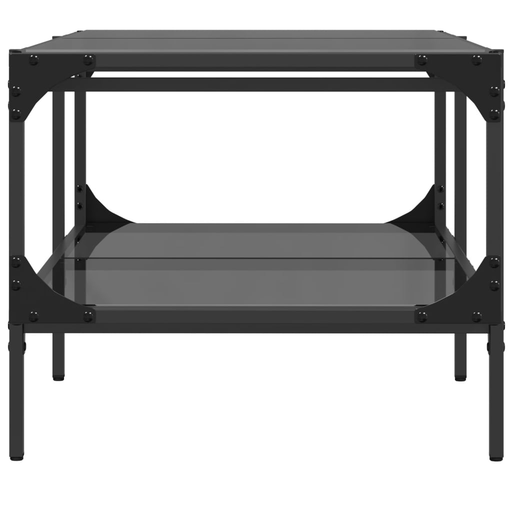 Stolić za kavu s crnom staklenom površinom 98,5x50x45 cm čelik