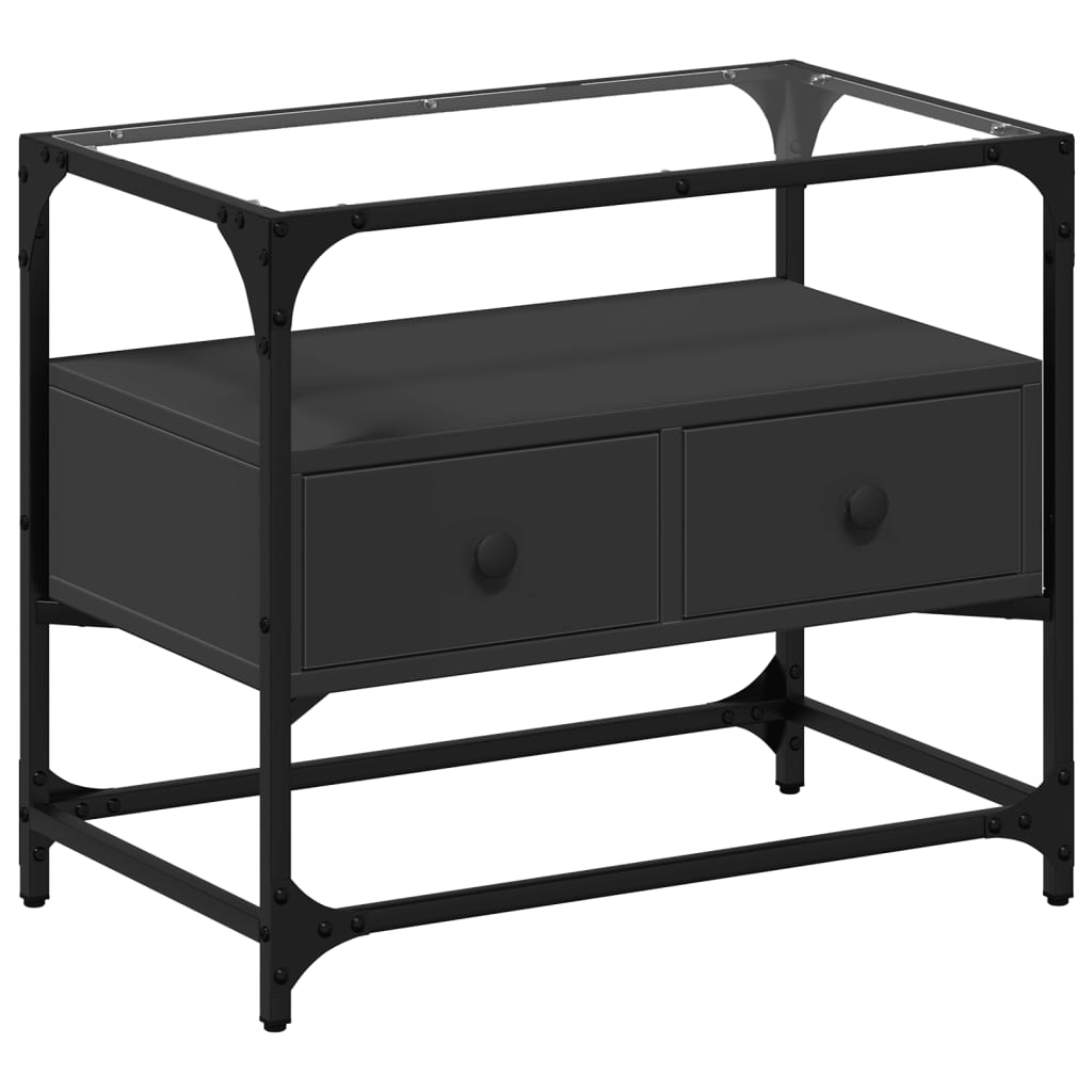 TV ormarić sa staklenom površinom crni 60 x 35 x 51 cm drveni