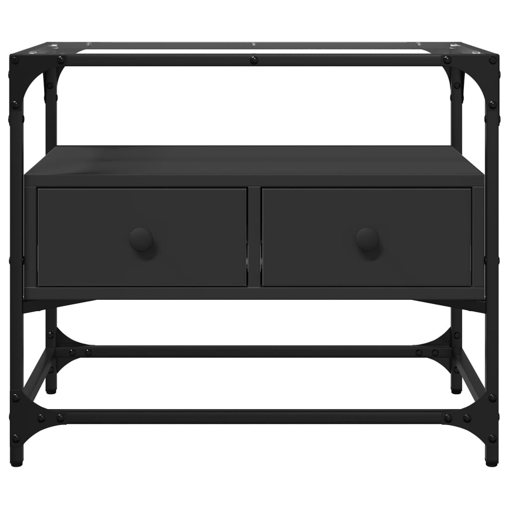 TV ormarić sa staklenom površinom crni 60 x 35 x 51 cm drveni