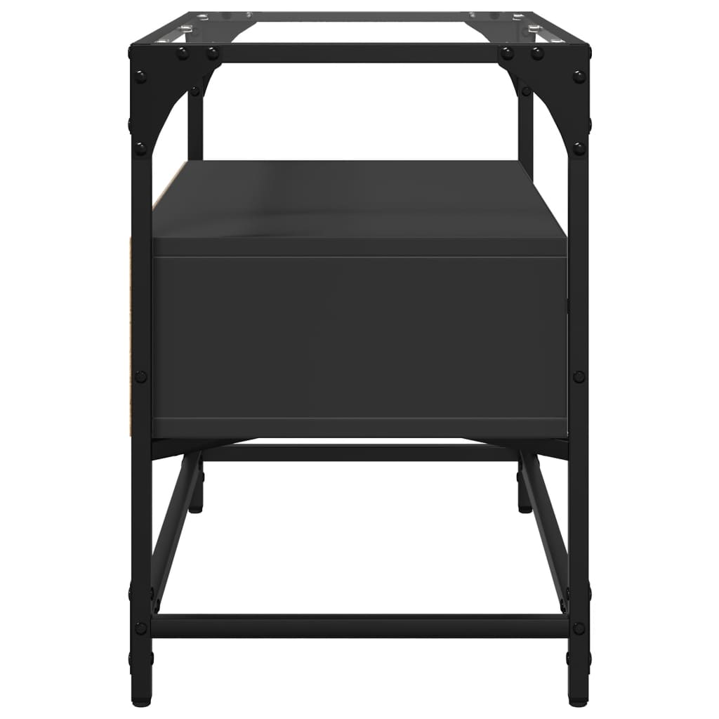 TV ormarić sa staklenom površinom crni 60 x 35 x 51 cm drveni