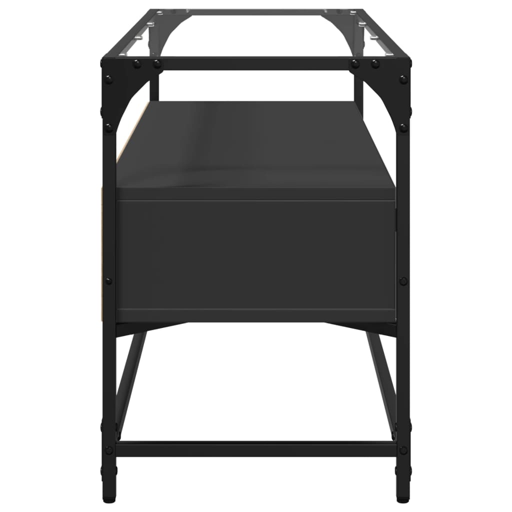 TV ormarić sa staklenom površinom crni 98 x 35 x 51 cm drveni