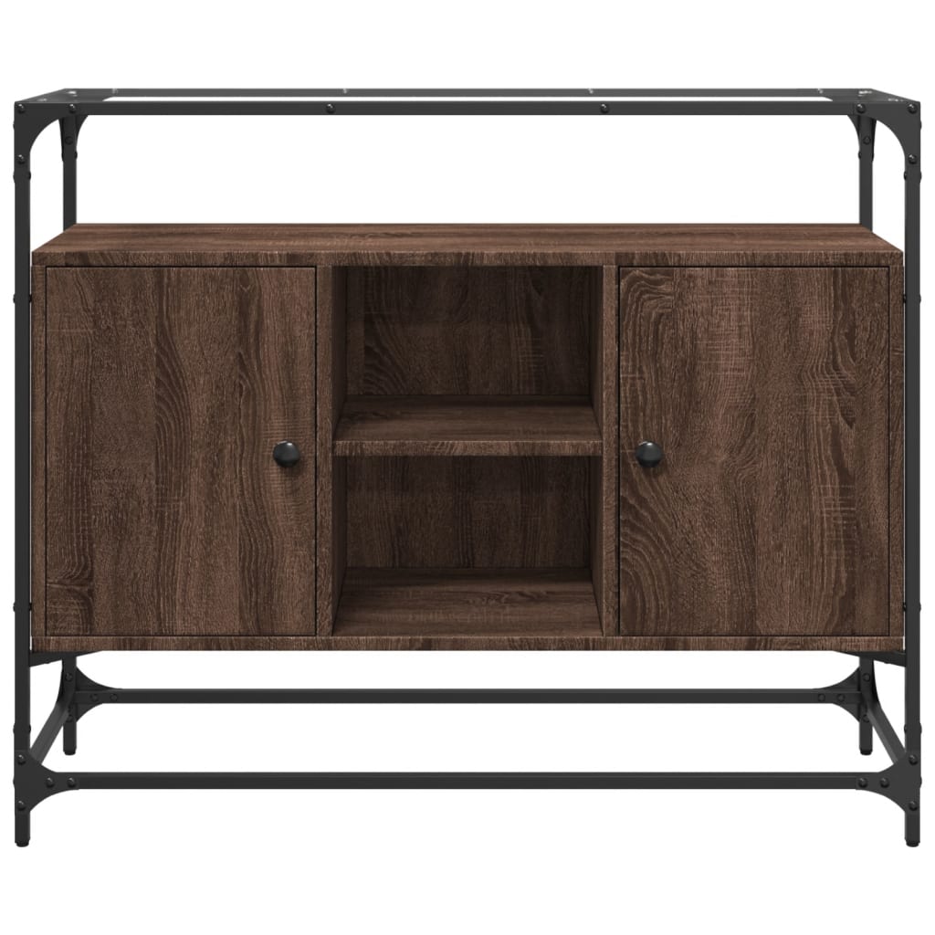 Komoda sa staklenom površinom boja hrasta 98x35x81 cm drvena