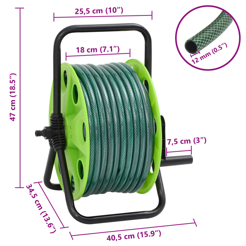 Samostojeći zeleni kolut za crijevo s 20 m PVC crijeva