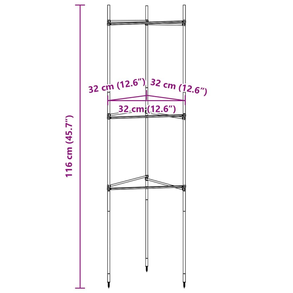 Kavezi za rajčice 6 kom 116 cm od čelika i PP-a
