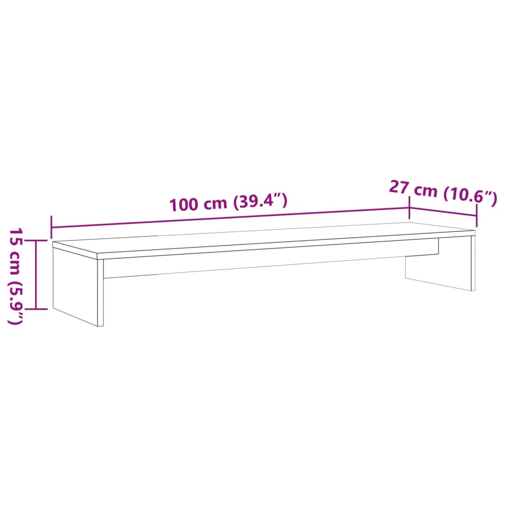 Stalak za monitor voštano smeđi 100x27x15cm od borovine