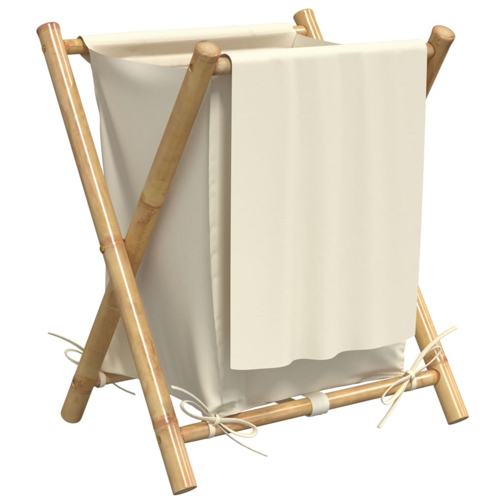 Košara za rublje krem bijela 45 x 55 x 63,5 cm od bambusa