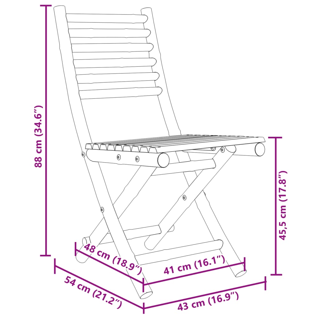Sklopive vrtne stolice 2 kom 43 x 54 x 88 cm od bambusa