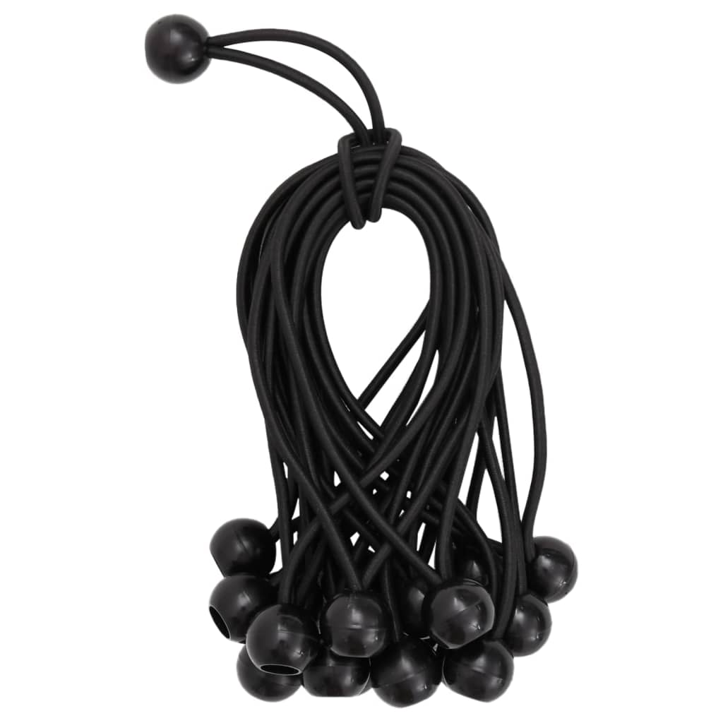 Bungee uže s lopticama Crna 4 mm x 22 cm Polipropilen
