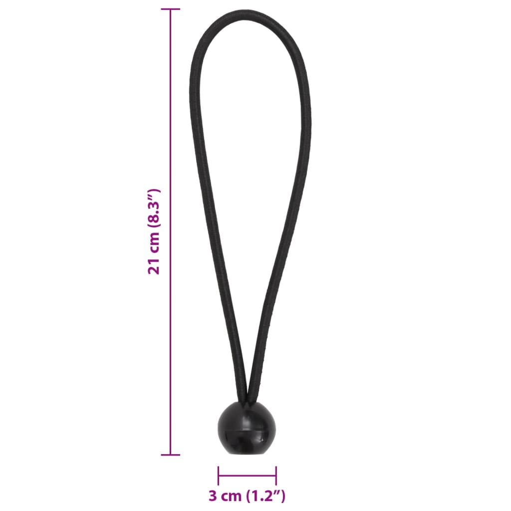 Bungee uže s lopticama Crna 4 mm x 22 cm Polipropilen