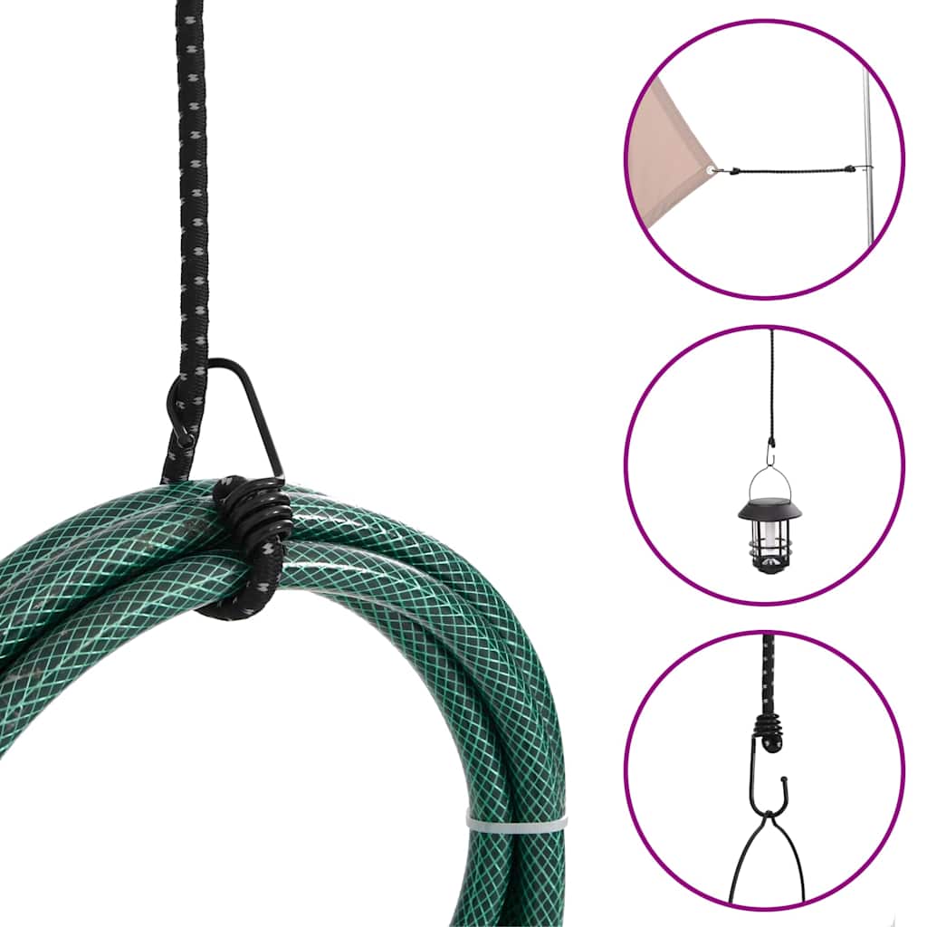 Užad za bungee s reflektirajućim prugama i kukama 25 kom 59 cm