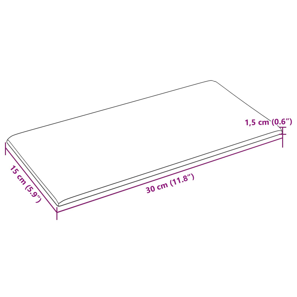 Zidna uzglavlja 12 pcs Svijetlo siva 30 x 15 cm tkanina