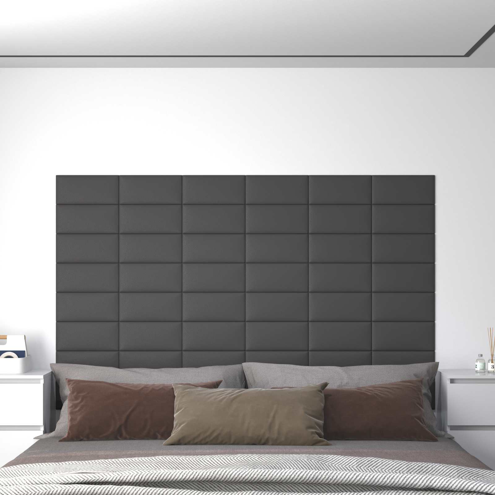 Zidna uzglavlja 12 pcs Sivi 30 x 15 cm tkanina