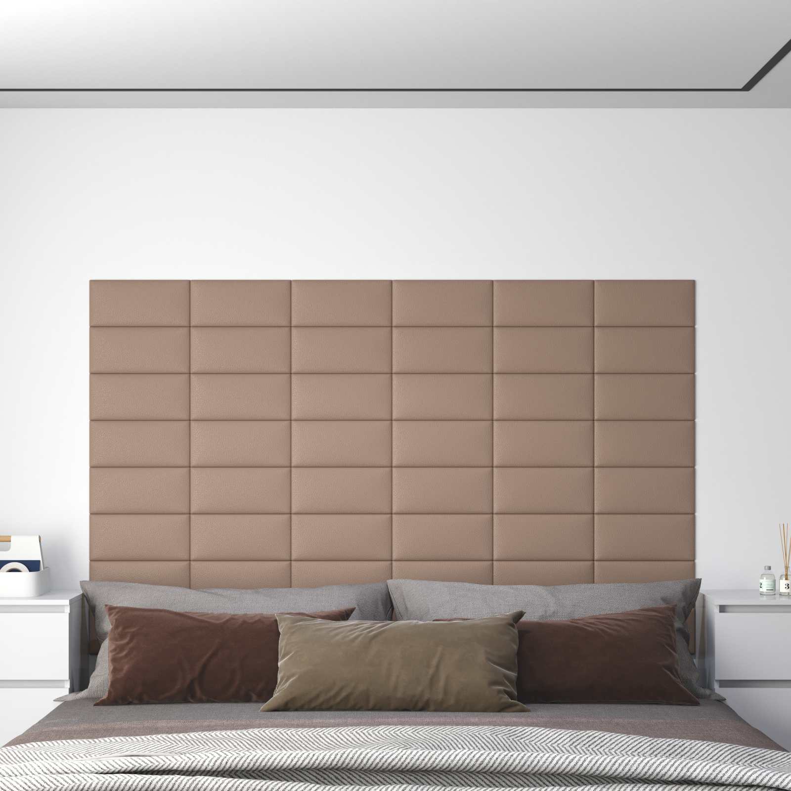 Zidna uzglavlja 12 pcs Boja cappuccina 30 x 15 cm tkanina