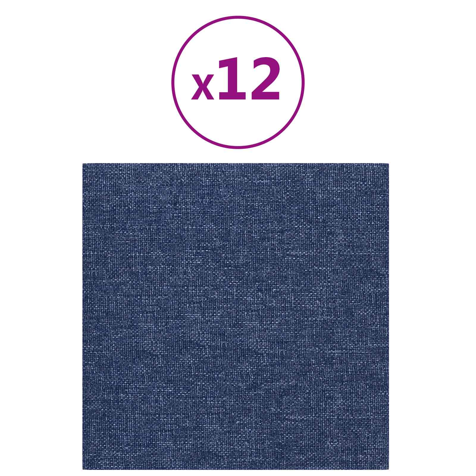 Zidna uzglavlja 12 pcs Plava 30 x 30 cm tkanina