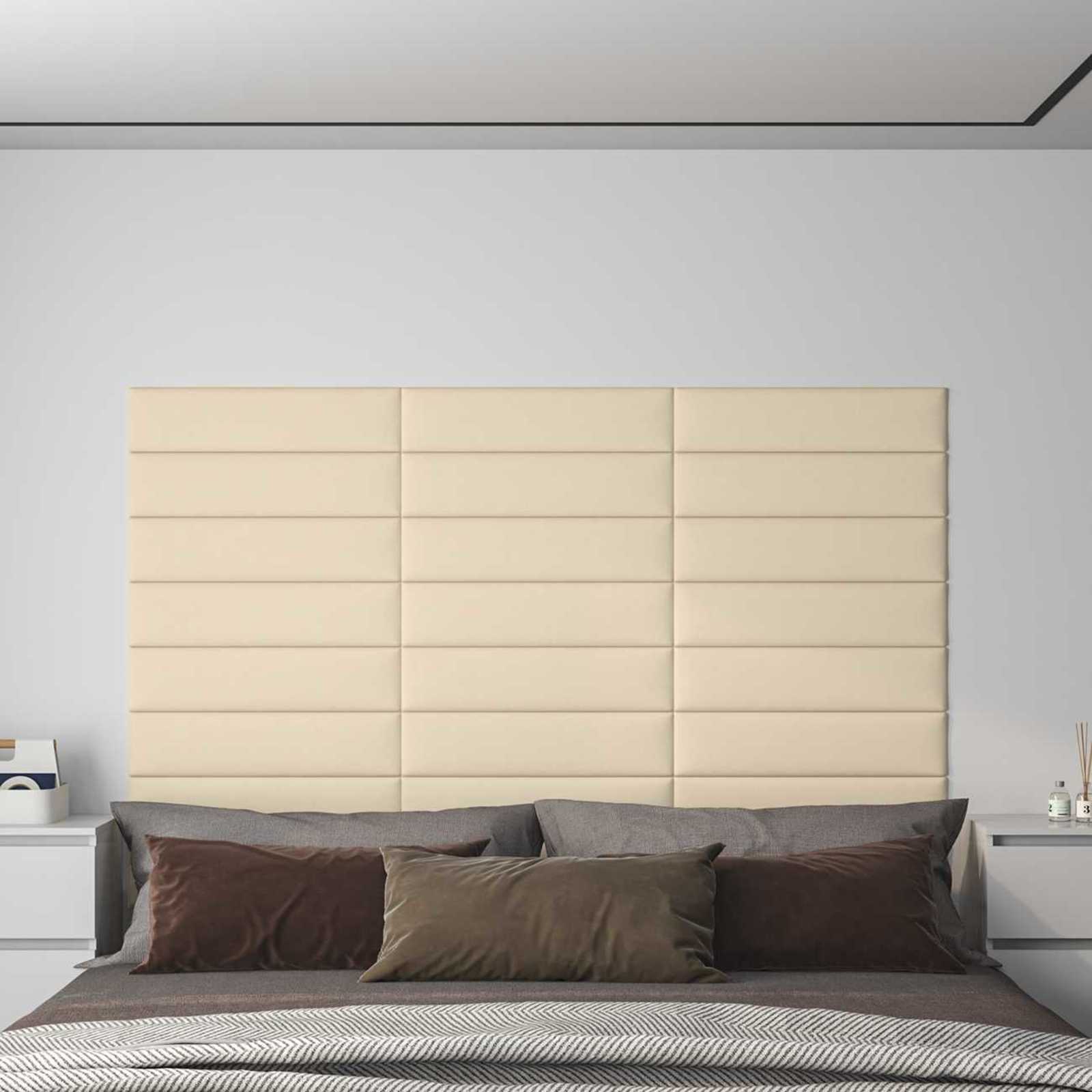 Zidna uzglavlja 12 pcs Krema 60 x 15 cm tkanina