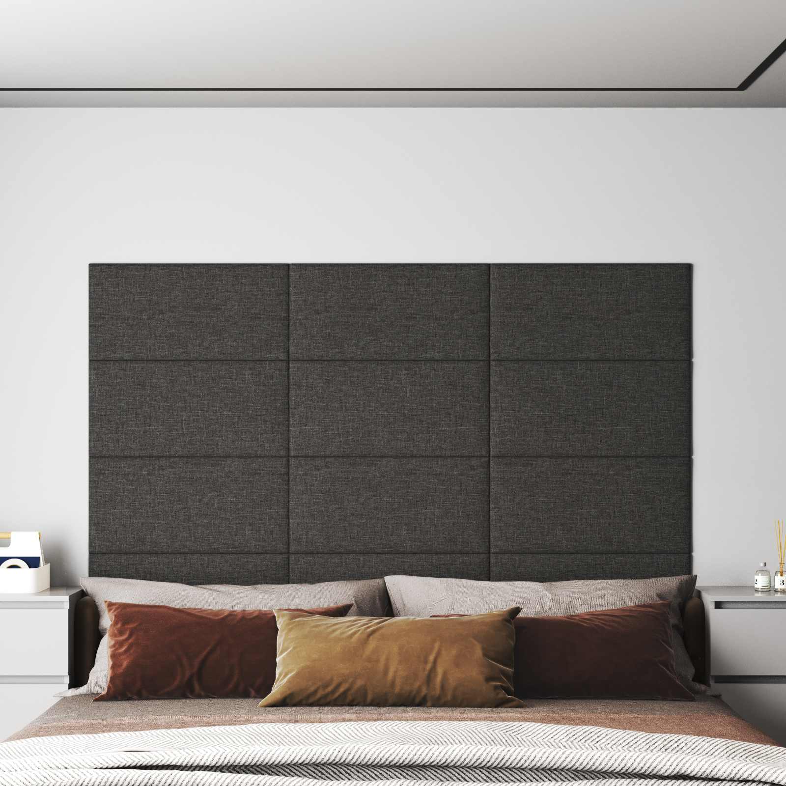 Zidna uzglavlja 12 pcs Tamno siva 60 x 30 cm tkanina