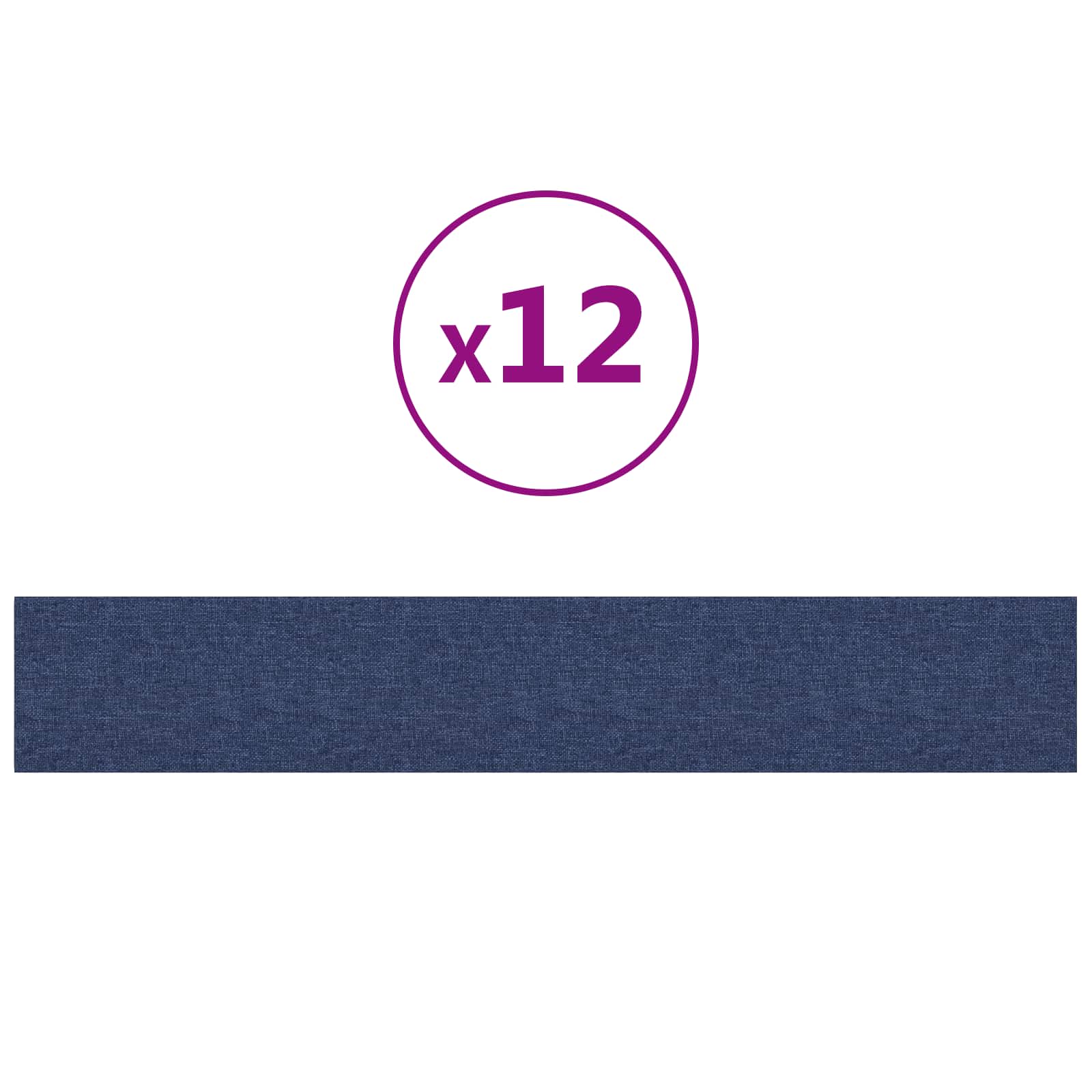 Zidna uzglavlja 12 pcs Plava 90 x 15 cm tkanina