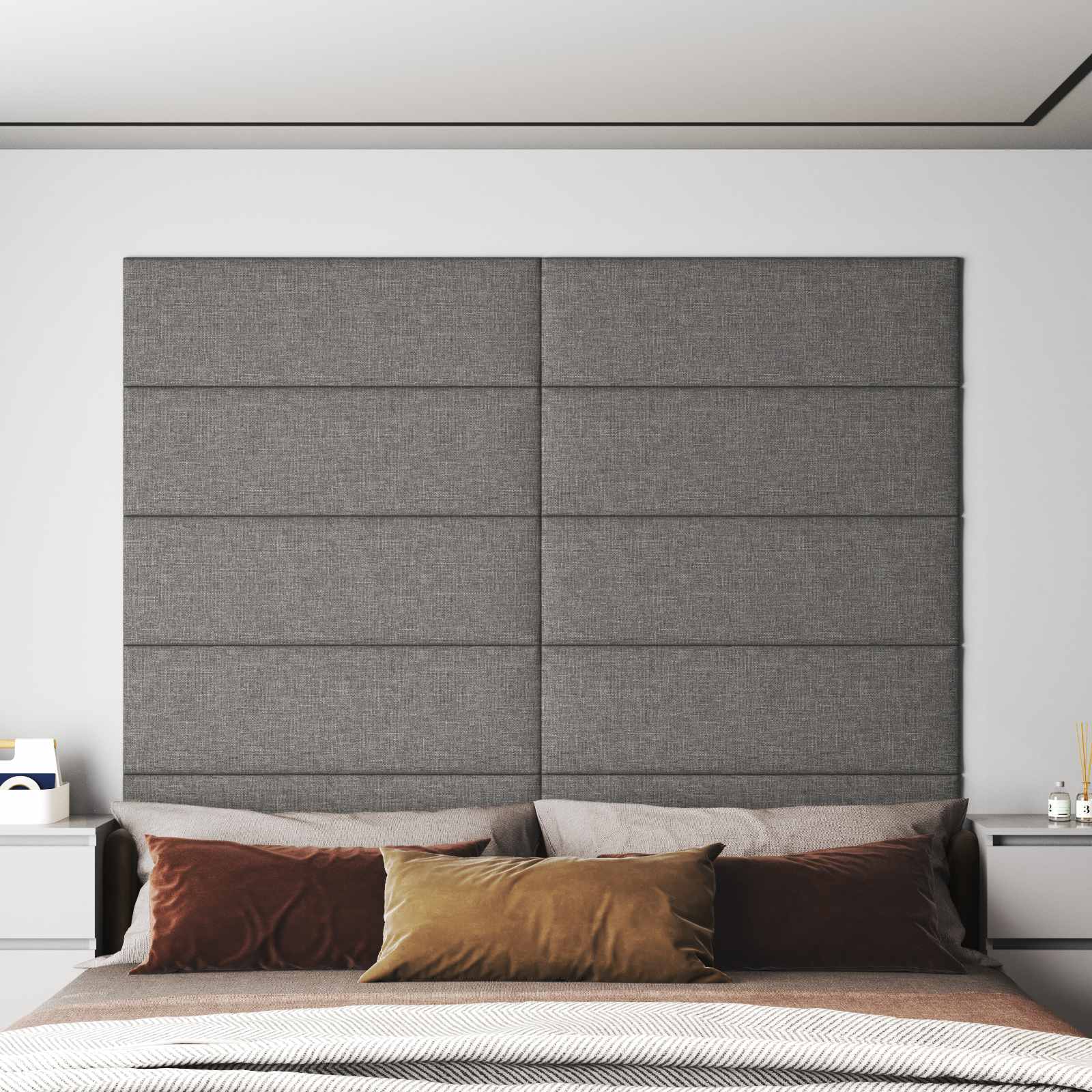 Zidna uzglavlja 12 pcs Svijetlo siva 90 x 30 cm tkanina