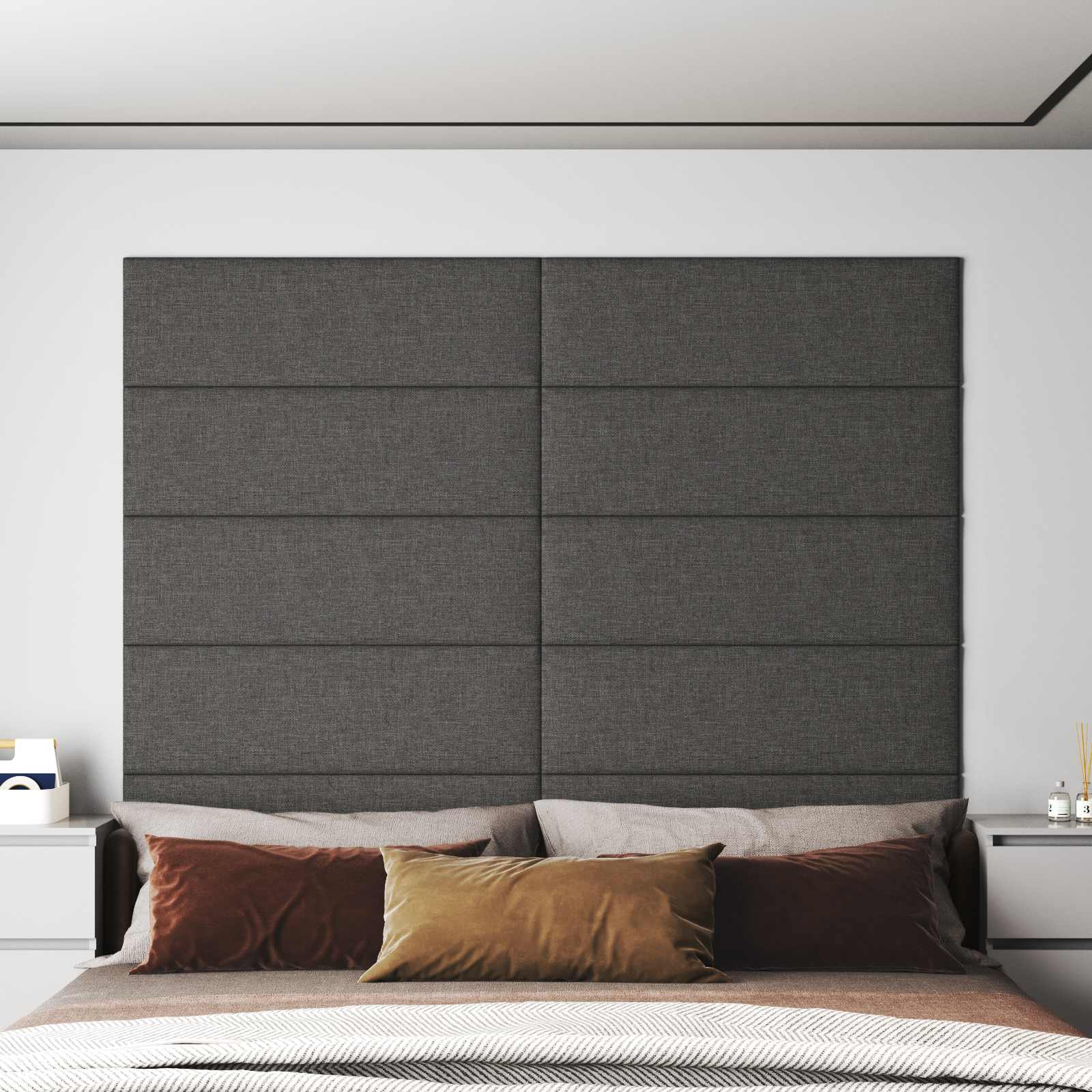 Zidna uzglavlja 12 pcs Tamno siva 90 x 30 cm tkanina