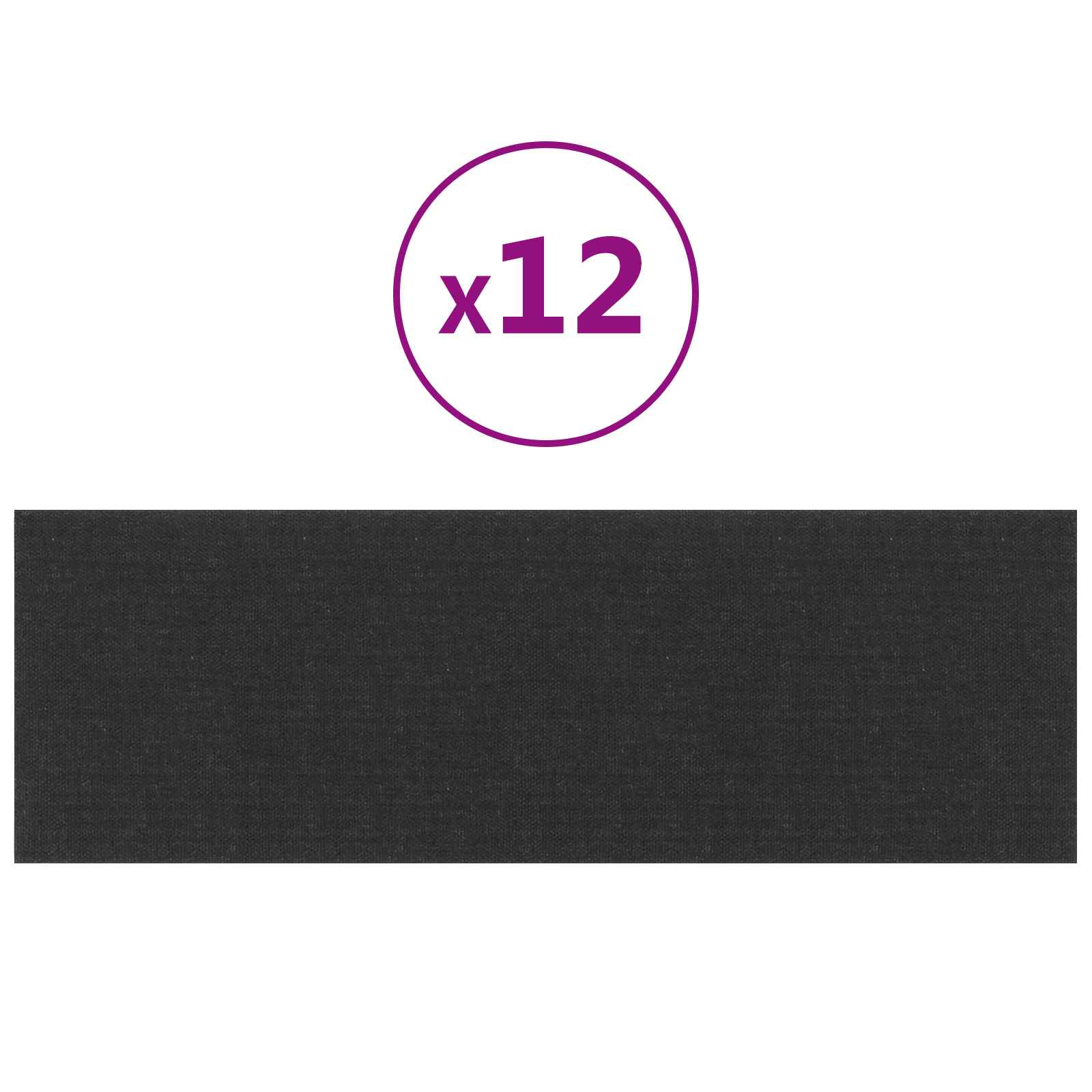 Zidna uzglavlja 12 pcs Crna 90 x 30 cm tkanina