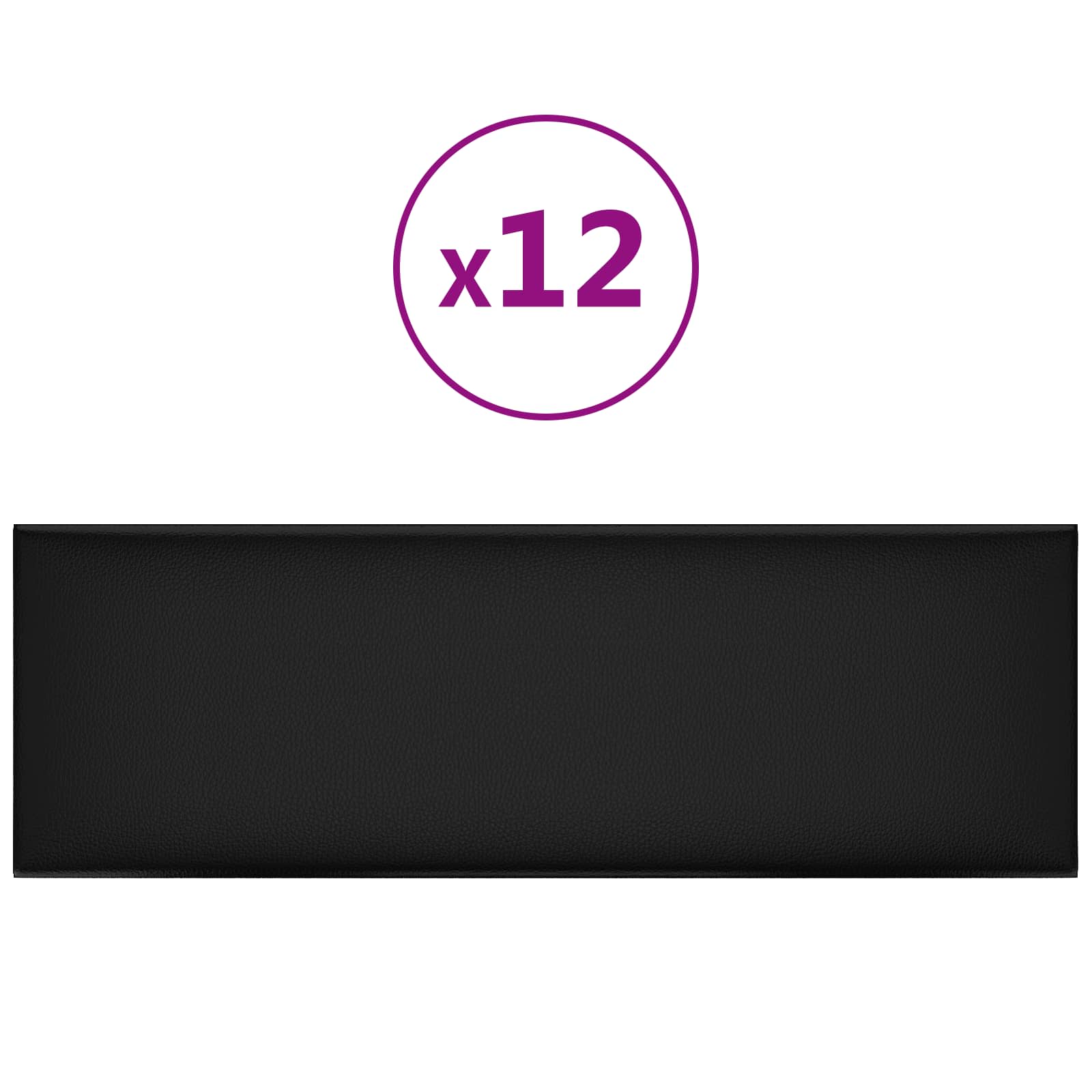 Zidna uzglavlja 12 pcs Crna 90 x 30 cm tkanina