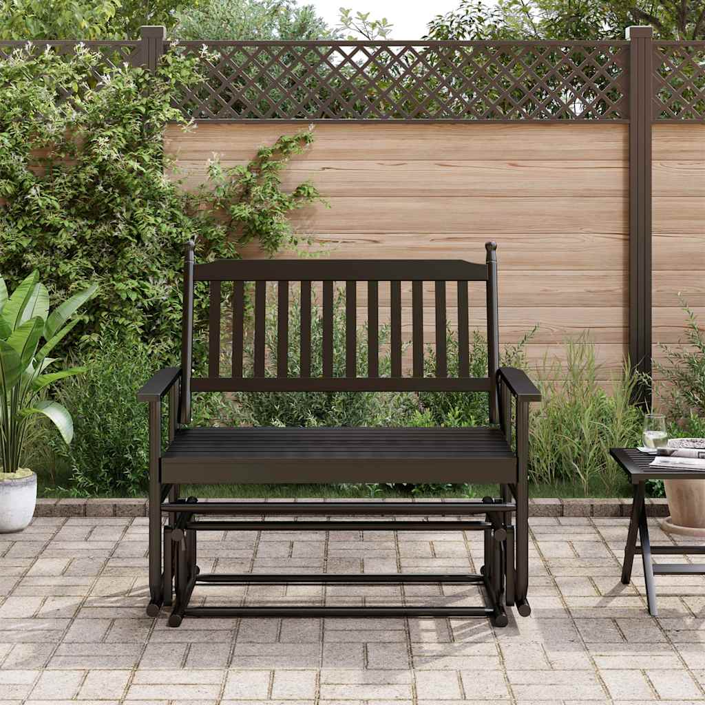 Klupa za ljuljanje crna 118 x 70 x 104,5 cm masivno drvo topola