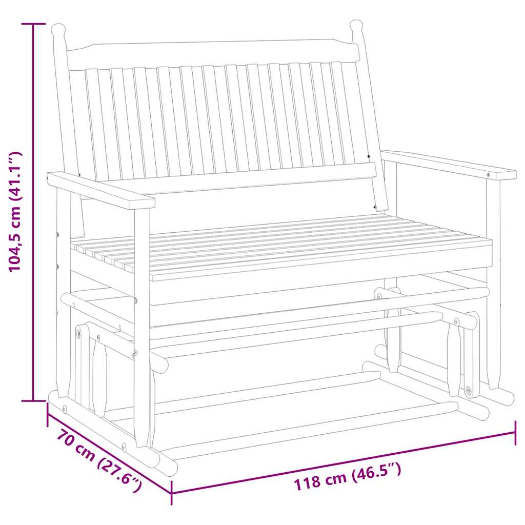 Klupa za ljuljanje crna 118 x 70 x 104,5 cm masivno drvo topola