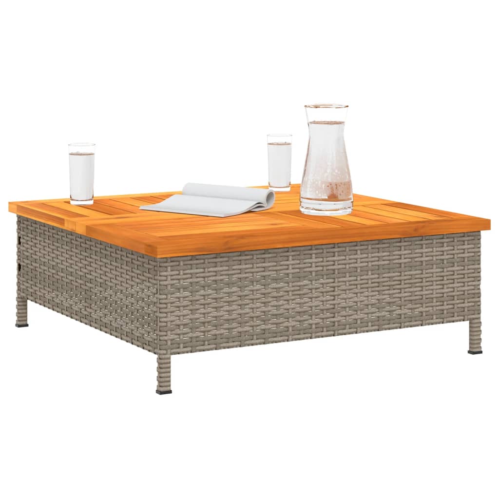 Vrtni stol sivi 70 x 70 x 25 cm od ratana i bagremovog drva