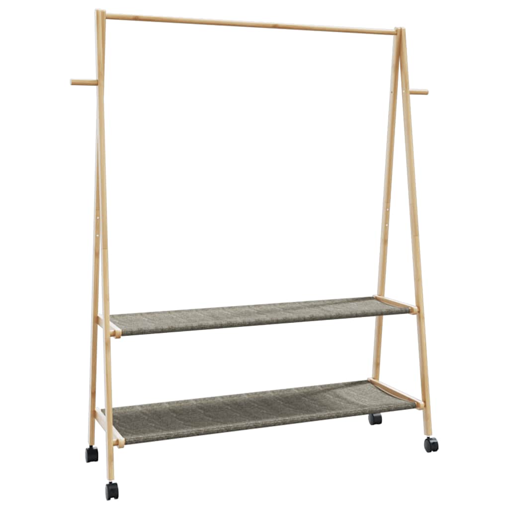 Stalak za odjeću s policama i kotačima 132x45,5x155,5cm bambusa