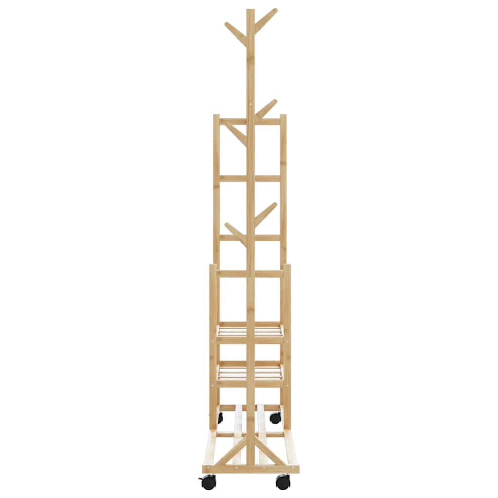 Stalak za odjeću s policama i kotačima 100x38x175,5 cm bambus