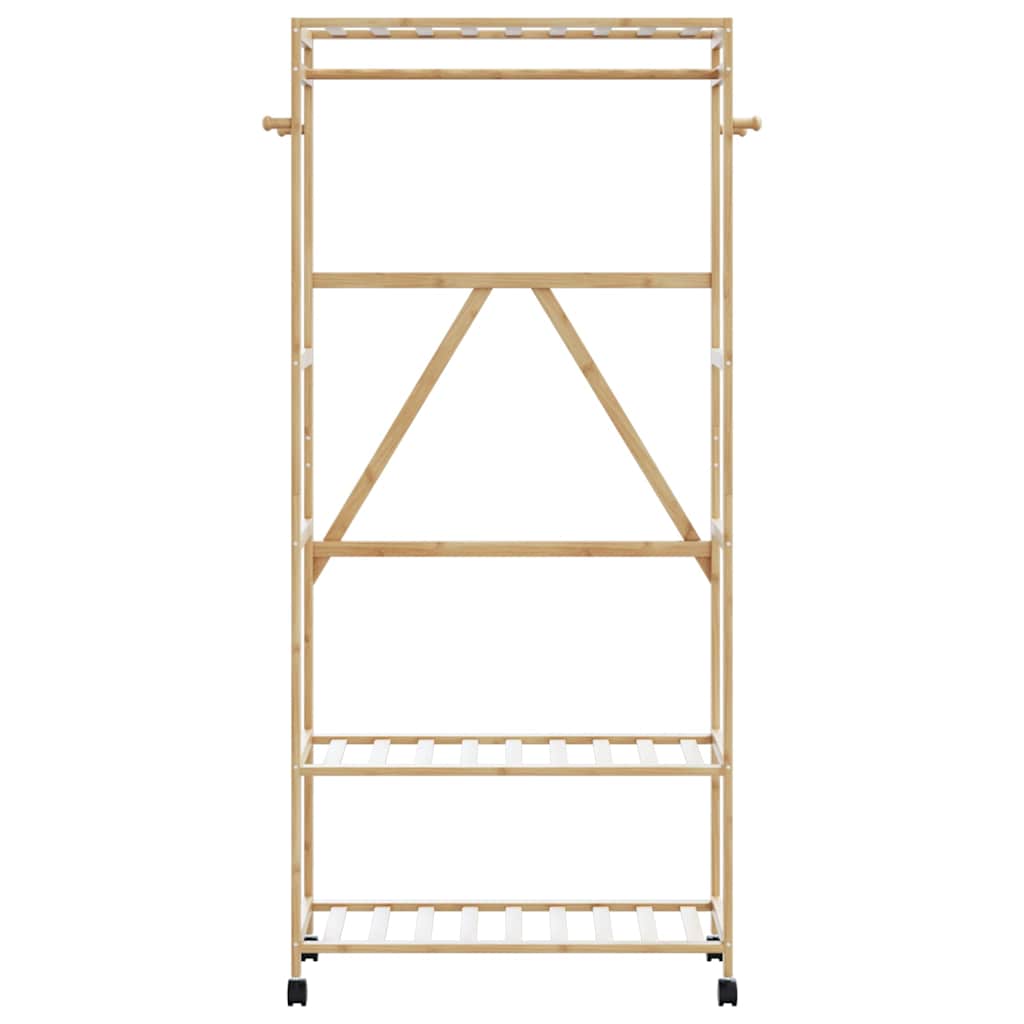 Stalak za odjeću s policama i kotačima 90x40x179,5 cm bambus