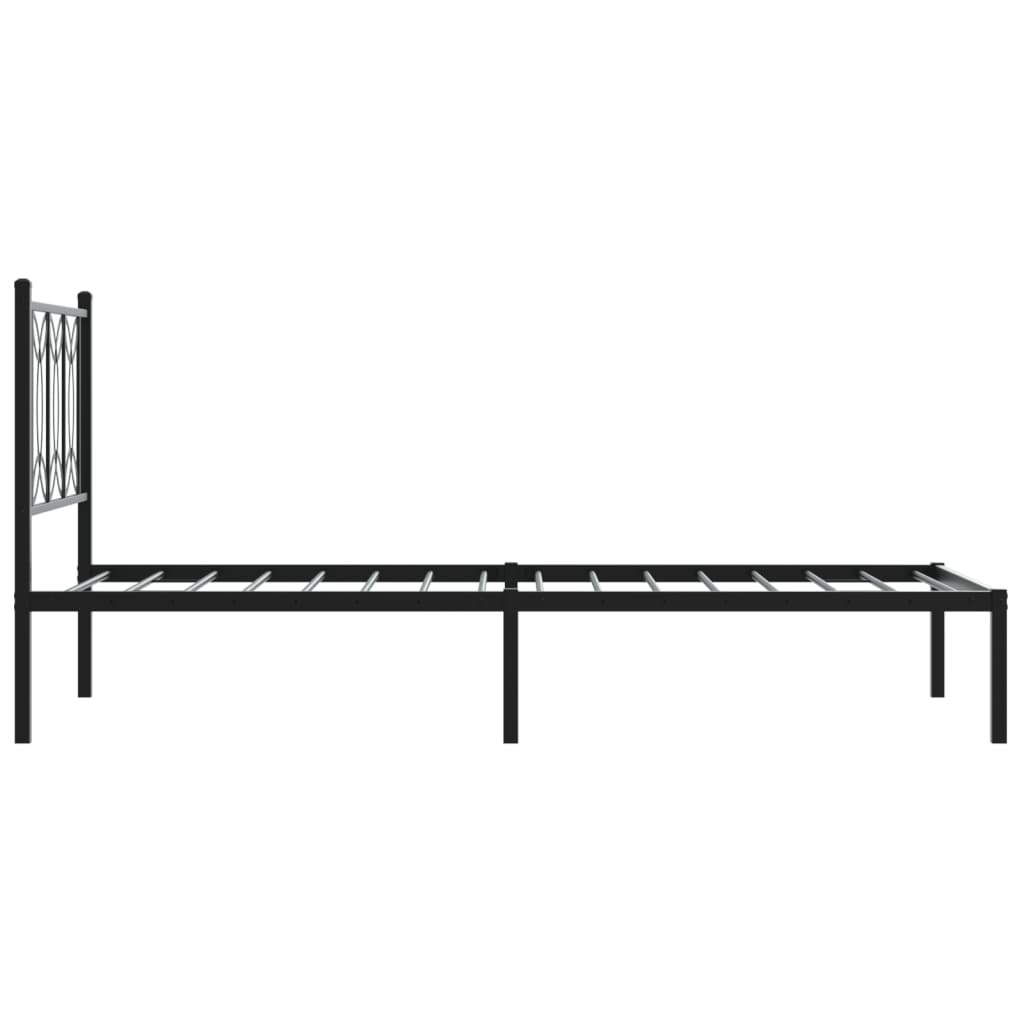 Metalni okvir za krevet s uzglavljem crni 75x190 cm