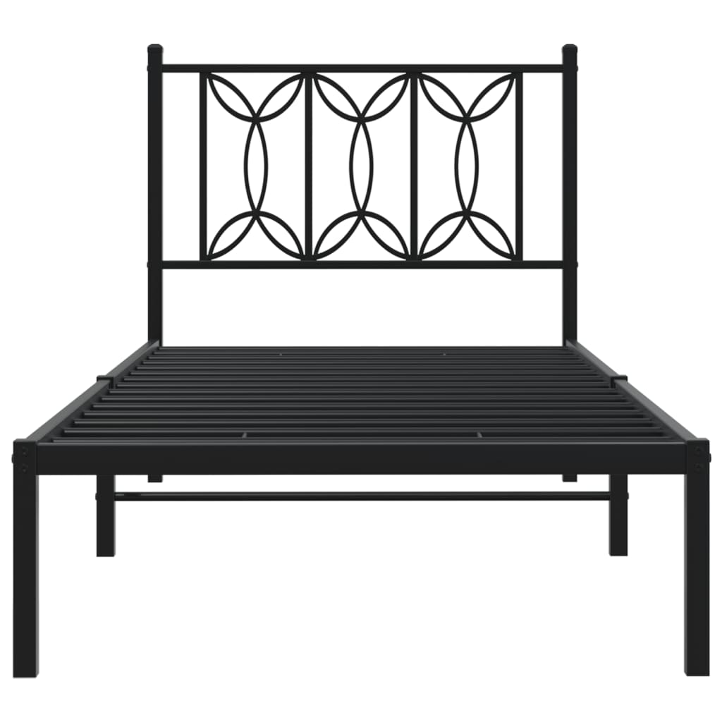 Metalni okvir za krevet s uzglavljem crni 80x200 cm